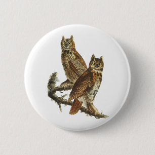 Button: Great Horned Owl by John James Audubon 6 Cm Round Badge