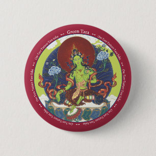BUTTON Green Tara - with mantra
