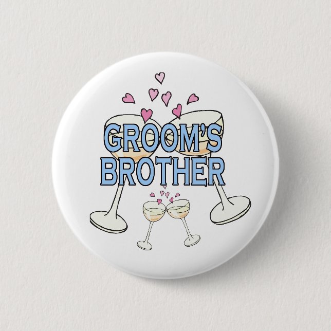 Button:Groom's Brother 6 Cm Round Badge (Front)