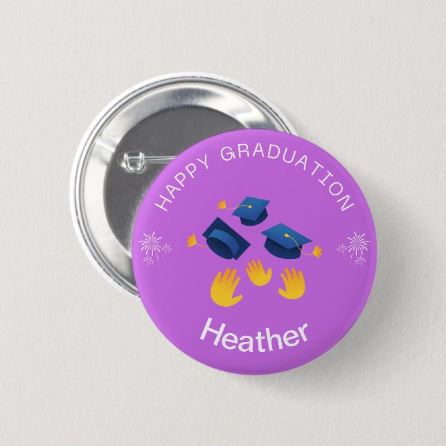 Button - Happy Graduation Personalise - Add name (Front & Back)