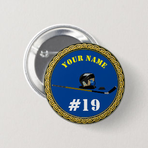 Button- Hockey Player - Add Name & Number 6 Cm Round Badge