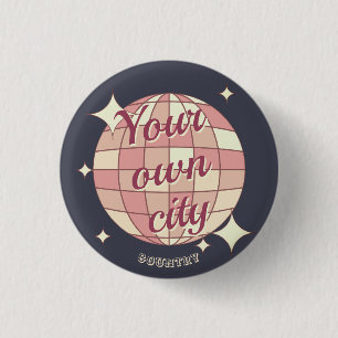 Button hometown city village custom name