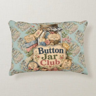 Button Jar Club Cottagecore Sewing Collage Decorative Cushion
