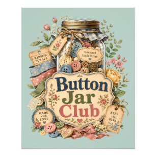 Button Jar Club Cottagecore Sewing Collage Photo Print