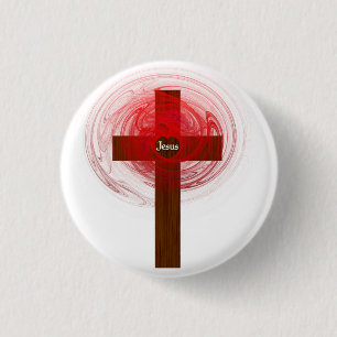 Button- Jesus cross 3 Cm Round Badge