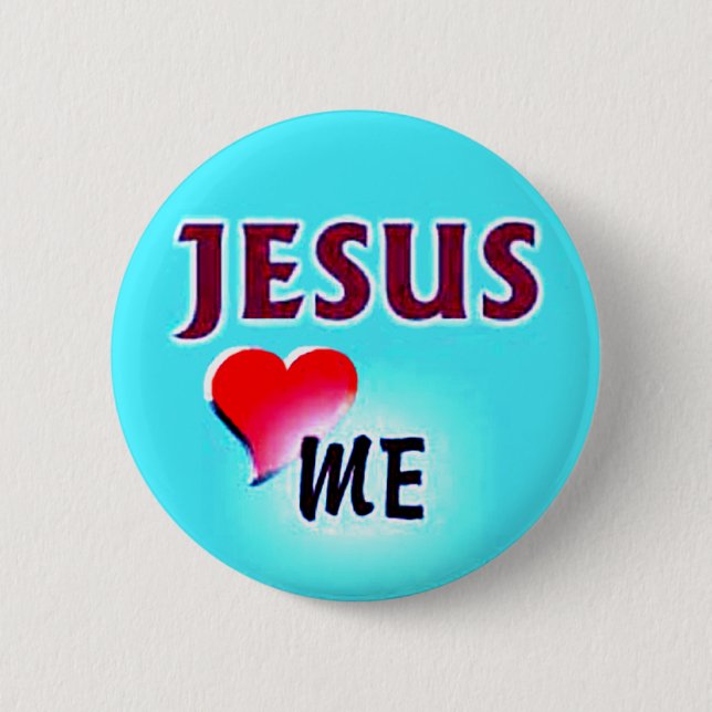 button-Jesus loves me 6 Cm Round Badge (Front)
