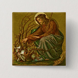 Button: Joshua 1:9 Image 15 Cm Square Badge