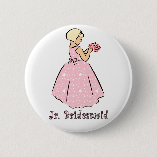 Button: Jr Bridesmaid 6 Cm Round Badge (Front)
