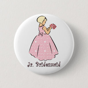 Button: Jr Bridesmaid 6 Cm Round Badge