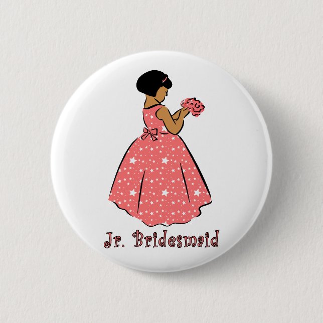 Button: Jr Bridesmaid B 6 Cm Round Badge (Front)