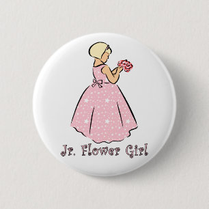 Button: Jr. Flower Girl in Pink 6 Cm Round Badge