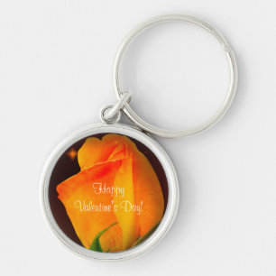 Button Keychain Yellow Rose Valentine's Day