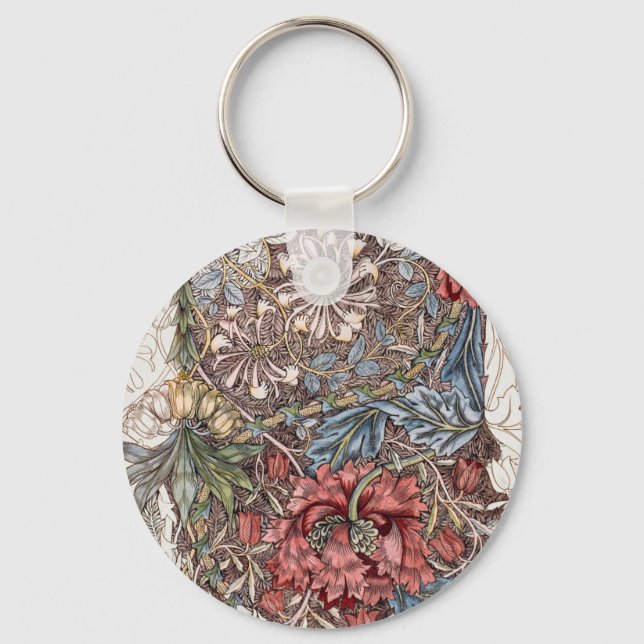 BUTTON KEYRING : WILLIAM MORRIS DESIGN (Front)