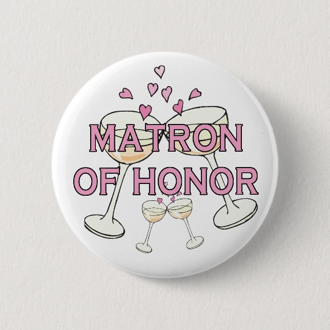 Button: Matron of Honour 6 Cm Round Badge (Front)