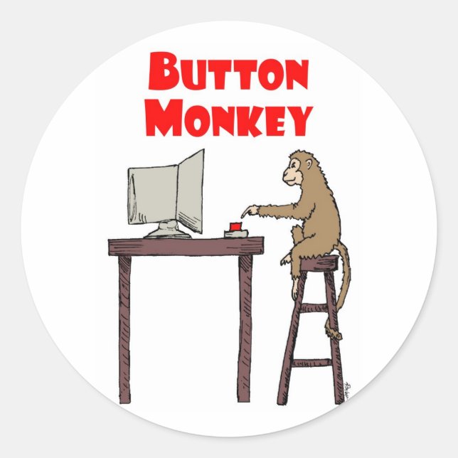 "Button Monkey" Sticker (Front)