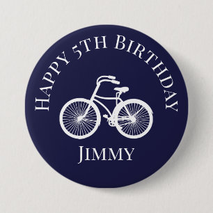 Button Pin Happy xth Birthday Boy Bicycle Blue