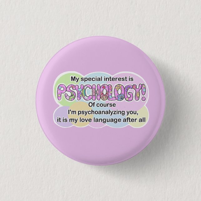 Button, Psychology Love Language (ADHD, Autistic) 3 Cm Round Badge (Front)
