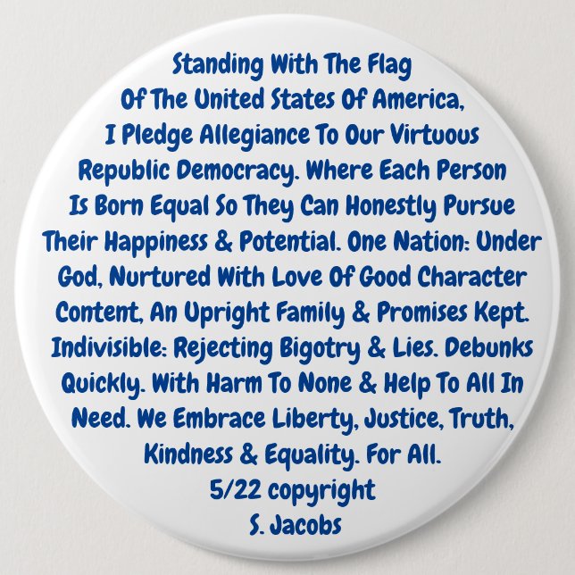 Button Reminder To Live Our Sacred Values (Front)