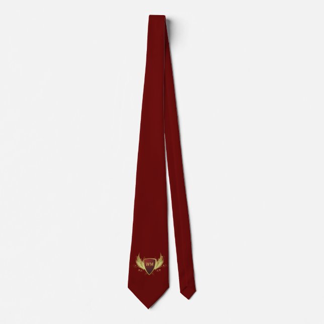 Button Retro gold crown wings II + your ideas Tie (Front)