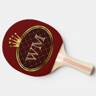 Button RETRO GOLD CROWNS + your monogram Ping Pong Paddle