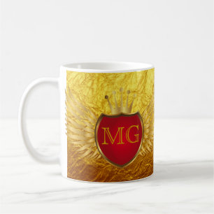 Button RETRO GOLD WINGS + your monogram Coffee Mug