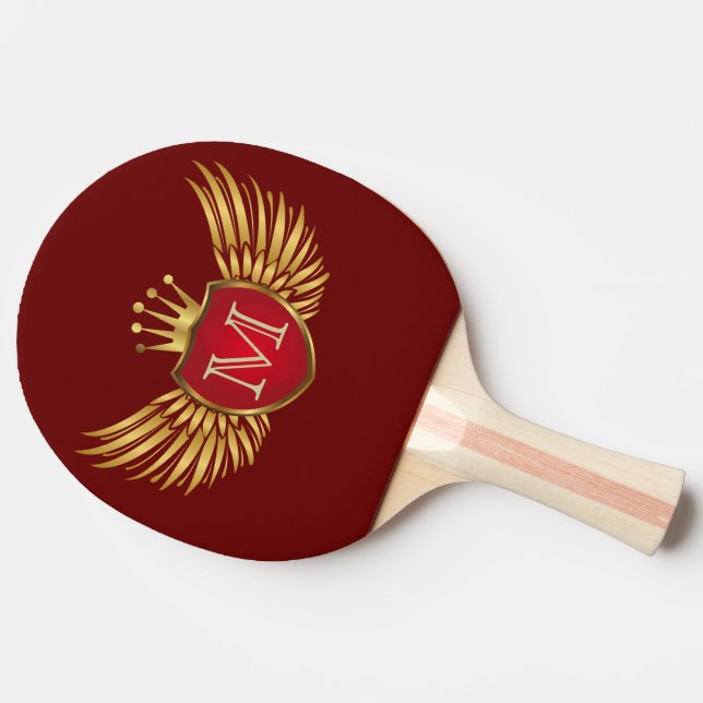 Button RETRO GOLD WINGS + your monogram Ping Pong Paddle (Back Side)