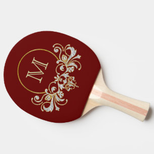 Button RETRO ORNAMENT + your monogram Ping Pong Paddle