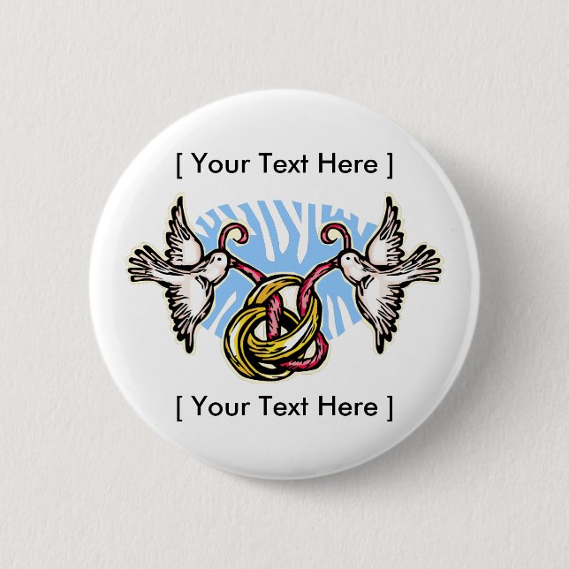 Button: Rings and Doves 6 Cm Round Badge (Front)