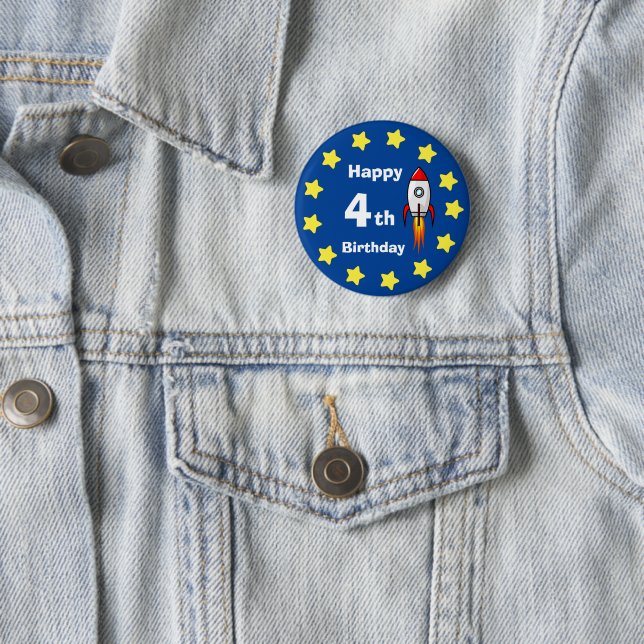 Button - Rocketship 4th Birthday (In Situ)