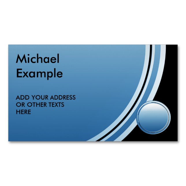Button round blue gradients + your backg. & text 	Magnetic business card (Front)