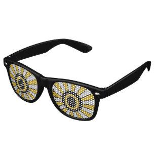 BUTTON ROUND RAYS silver gold + your monogram Retro Sunglasses