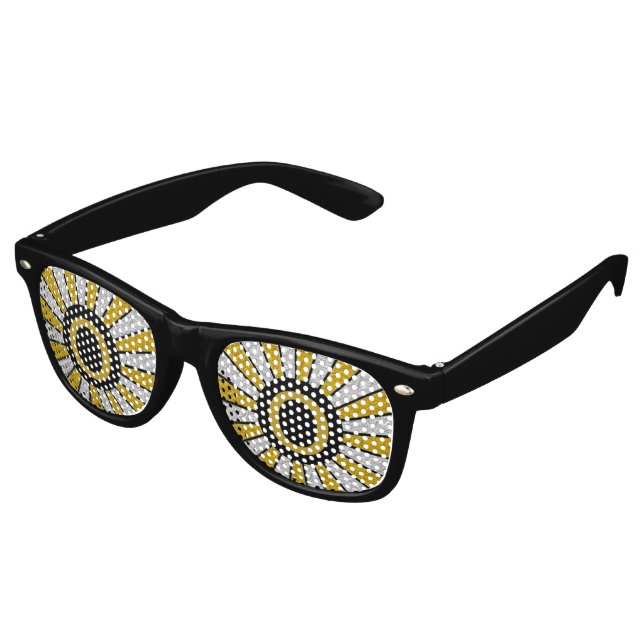 BUTTON ROUND RAYS silver gold + your monogram Retro Sunglasses (Angled)