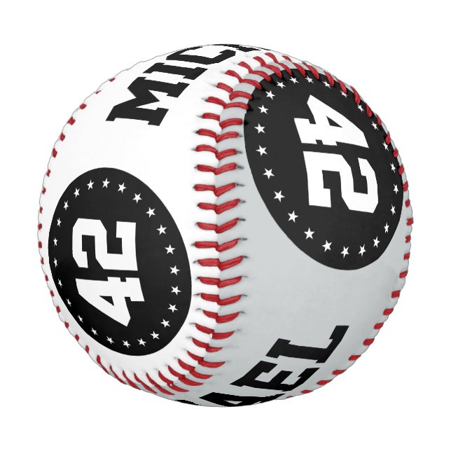 BUTTON ROUND Stars black white + your text Baseball (Angled)