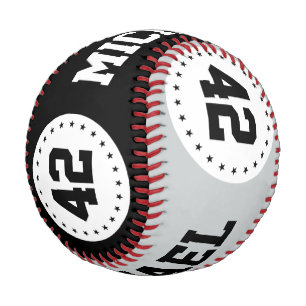 BUTTON ROUND Stars white black + your text Baseball