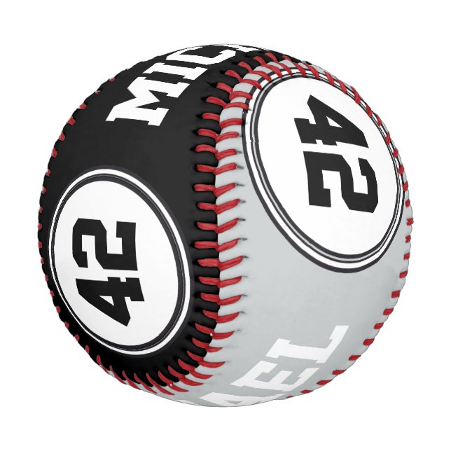 BUTTON ROUND stripes black white + your text Baseball (Angled)