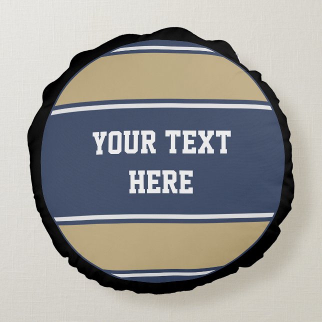 BUTTON ROUND stripes blue beige grey + your idea Cushion (Back)