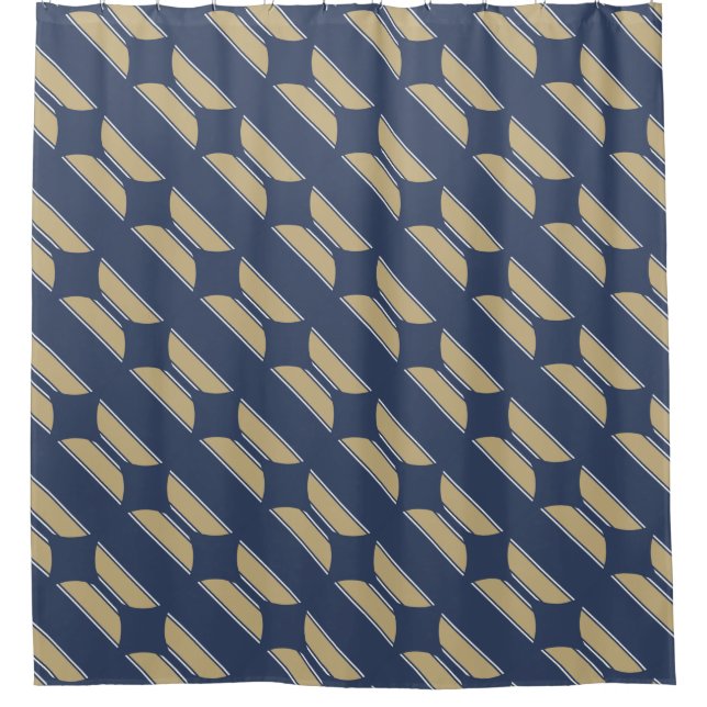 BUTTON ROUND stripes blue sand grey Shower Curtain (Front)