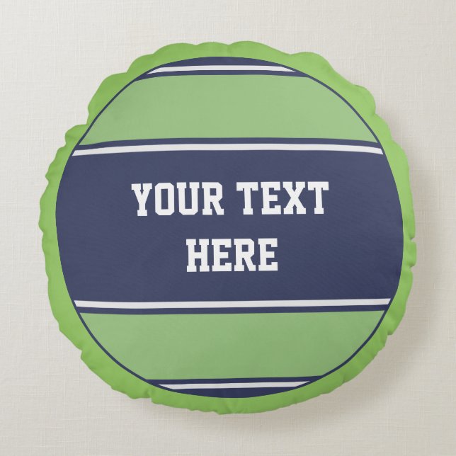 BUTTON ROUND stripes matt blue green + your idea Cushion (Front)