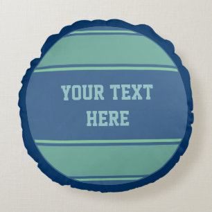BUTTON ROUND stripes ocean blue green + your idea Cushion