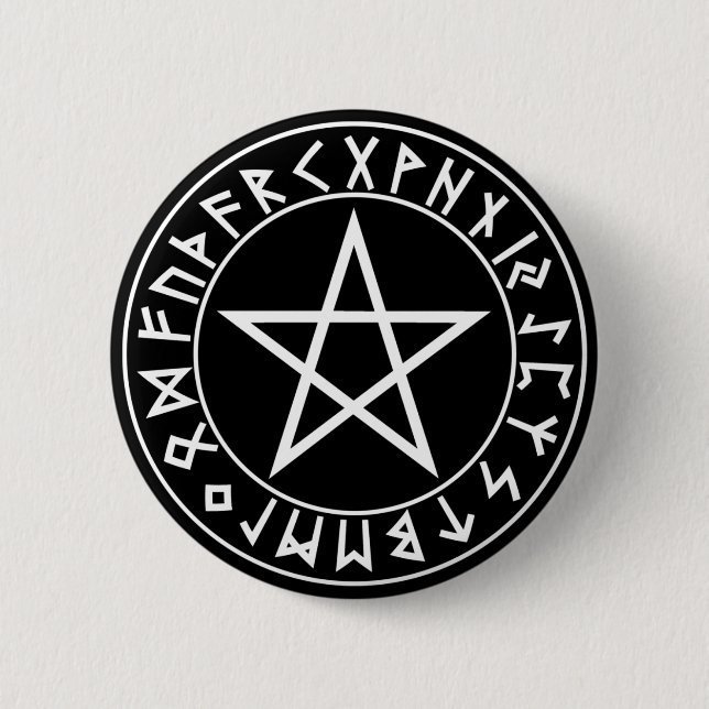 button Rune Pentacle on Blk (Front)