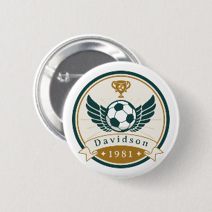 Button - Soccer Football - Personalised - Add Name