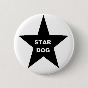 Button Star Dog on Black Star