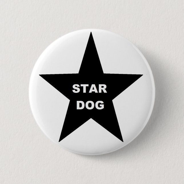 Button Star Dog on Black Star (Front)