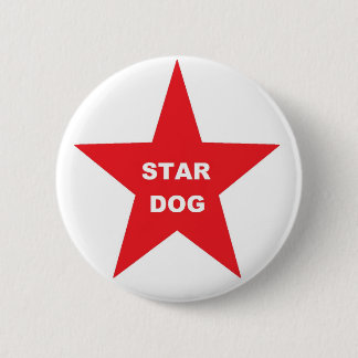 Button Star Dog on Red Star