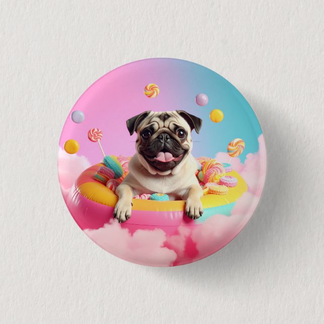 Button - Sweet Happy Mops (Front)
