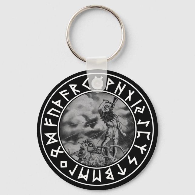 button Thor rune shield on Blk Key Ring (Front)