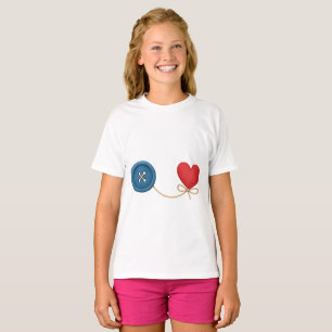  Button & Thread of Love – Cute Heart Design T-Shirt