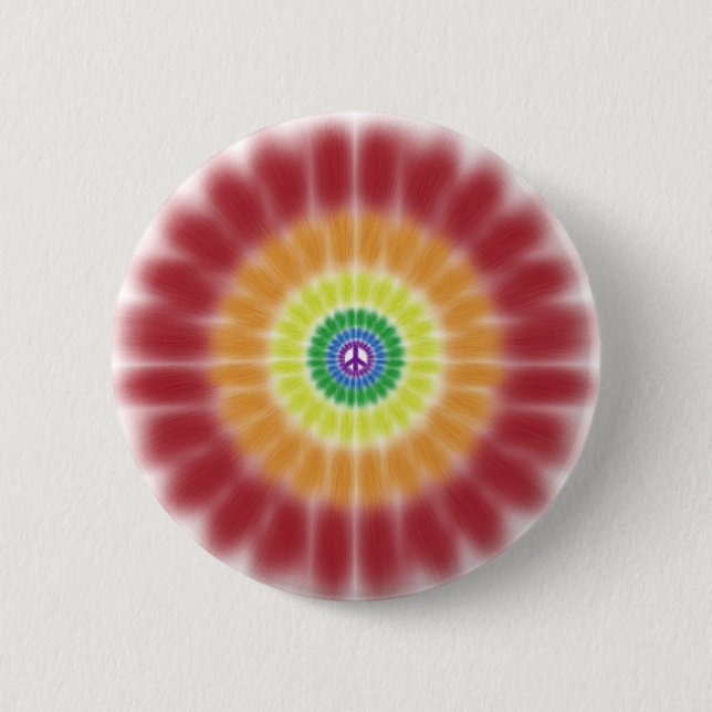 Button, Tie Dye Peace Sign Rainbow Explosion 6 Cm Round Badge (Front)