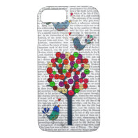 Button Tree and Birds Blue