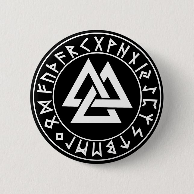 button Tri-Triangle Rune Shield on Blk (Front)